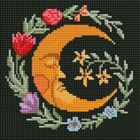Алмазная вышивка-мозаика "Луна и цветы" (200х200 мм)