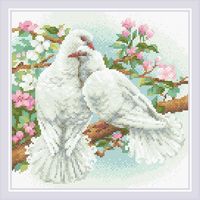 Алмазная вышивка-мозаика "Белые голуби" (30х30 см)