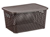 Ящик для хранения с крышкой "Ротанг" (коричневый; 37х28х19 см)