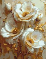 Картина по номерам с золотыми красками "Белоснежные цветы" (400х500 мм)