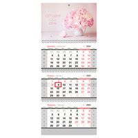 Календарь настенный квартальный на 2024 год "Нежные цветы" (29,5х66 см)
