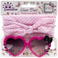 Очки солнцезащитные детские и повязка для волос "А в глазах Сердечки!" (розовый)