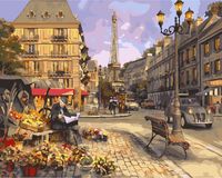 Картина по номерам "Цветочная лавка Парижа" (400х500 мм)
