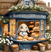 Картина по номерам "Сдобные мечты Кролика Баттербана" (200х200 мм)