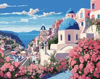 Картина по номерам "Цветущий Санторини" (400х500 мм)
