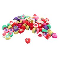 Бусины из полимерной глины "Сердечки с цветами" (10 мм)