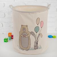 Корзина для игрушек "Мишка и зайка с шариками"