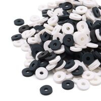 Бусины из полимерной глины "Колечки" (6 мм; черно-белый микс)