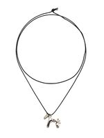 Кулон на шнурке "Конь" (серебро, черный)