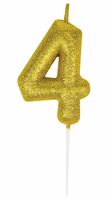 Свеча для торта "Цифра 4" (золотой)