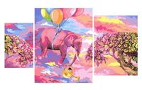 Картина по номерам "Розовый Слон" (3 шт.)