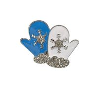 Брошь "Варежки" (голубая в серебре)