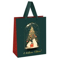 Пакет бумажный подарочный "Christmas kittens" (23х18х10 см)