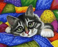 Картина по номерам "Котик в лоскутках" (400х500 мм)