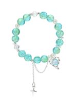 Браслет "Сахарный. Сердце и шар" (зелёно-голубой в серебре)