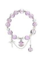 Браслет "Сахарный. Ракушка и шар" (сиреневый в серебре)