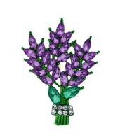 Брошь "Букет лаванды" (сиреневая в золоте)