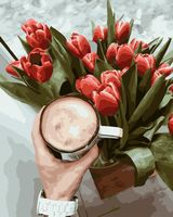 Картина по номерам "Тюльпаны и кофе" (400х500 мм)