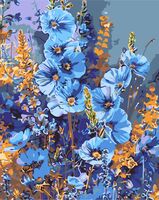Картина по номерам с золотыми красками "Синие лепестки" (400х500 мм)