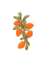 Брошь "Облепиха" (оранжево-зелёный в серебре)