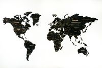 Пазл деревянный "Карта мира" (100х181 см; многоуровневый, обсидиан)