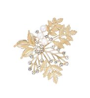 Брошь "Папоротник" (белый в золоте)