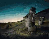 Картина по номерам "Моаи под звёздами" (400х500 мм)