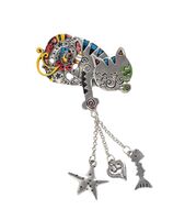 Брошь "Сказочный кот" (цветная в серебре)