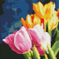 Алмазная вышивка-мозаика "Весенние тюльпаны" (200х200 мм)