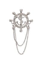 Брошь "Штурвал" (белая в серебре)