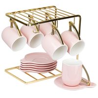 Набор чашек с блюдцами "5th Avenue. Pink. На металлической подставке" (13 предметов)