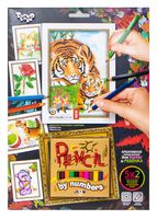 Картина по номерам карандашами "Тигры"
