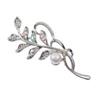Брошь "Ветвь с жемчужиной" (радужный в серебре)