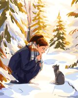 Картина по номерам "Встреча в снежном лесу" (400х500 мм)