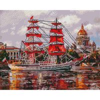 Алмазная вышивка-мозаика "Санкт-Петербург. Нева. Алые паруса" (400х500 мм)