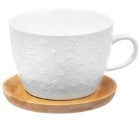 Чашка с блюдцем "Снежинки" (500 мл)