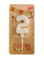 Свеча для торта "Праздник. Цифра 2" (жемчужный перламутр с блестками)