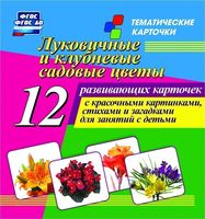 Луковичные и клубневые садовые цветы. 12 развивающих карточек с красочными картинками, стихами и загадками