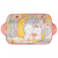 Блюдо-шубница фарфоровое "Зайки" (245х134х54 мм)