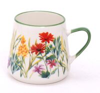 Кружка керамическая "Цветы" (бело-зеленый)