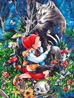 Картина по номерам "Красная шапочка и серый волк" (300х400 мм)