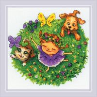 Набор для вышивания "По траве босиком" (200х200 мм)
