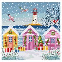 Набор для вышивания "Заснеженные коттеджи на берегу моря" (220х230 мм)
