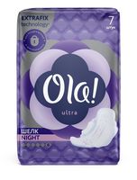 Гигиенические прокладки "Ola! Ultra Night. Шелковистая поверхность." (7 шт.)