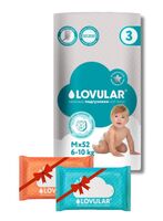 Подгузники "Lovular. Hot Wind" (6-10 кг; 52 шт.; + влажные салфетки)