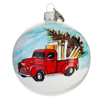 Шар ёлочный "Аўто з кнігамі і ялінкай"