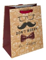 Пакет бумажный подарочный "Don't worry" (23х18х10 см)