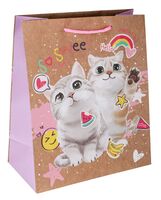 Пакет бумажный подарочный "Милые котята" (32х26х12 см)