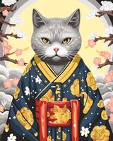 Картина по номерам "Кот в кимоно" (400х500 мм)