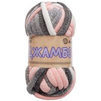 Пряжа "Джамбо №02" (150 г; 13 м; серый/розовый)